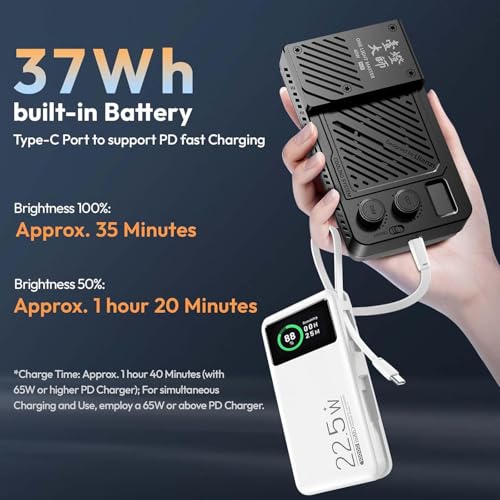 ULANZI LM-P40 Bi-Color LED Video Light, 2700-6500K 40W Portable Camera Light, 5000mAh Rechargeable Battery, 8 Scene Modes, Mini Studio Lighting for YouTube, Vlogging, Live Streaming, Photography