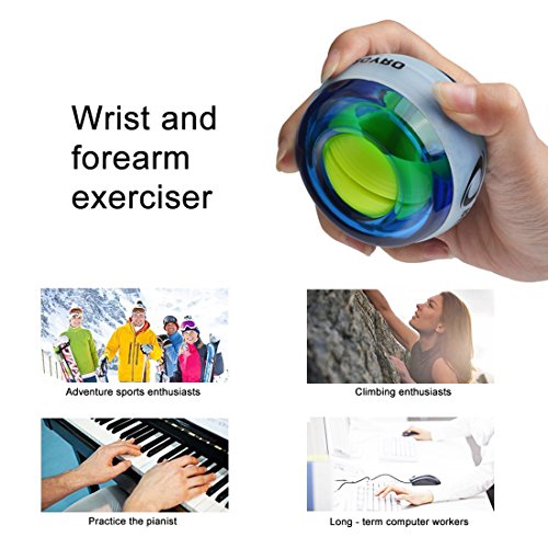 RESBO Wrist Trainer Gyro Ball Hand Spinner Gyroscopic Ball Arm Strengthener Forearms Exerciser PlasticType with LED Light
