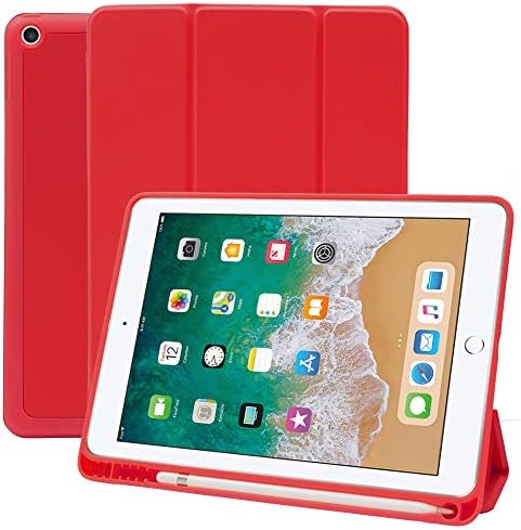 Ms Factory Ipad 9 7 ケース 18 17 アイパッド 第5 第6世代 カバー Apple オートスリープ ソフト スマートカバー サービス ペンシルホルダー 全8色 Ipd 5 S Hdr Rd レッド 耐衝撃 収納 赤 Pencil Tpu