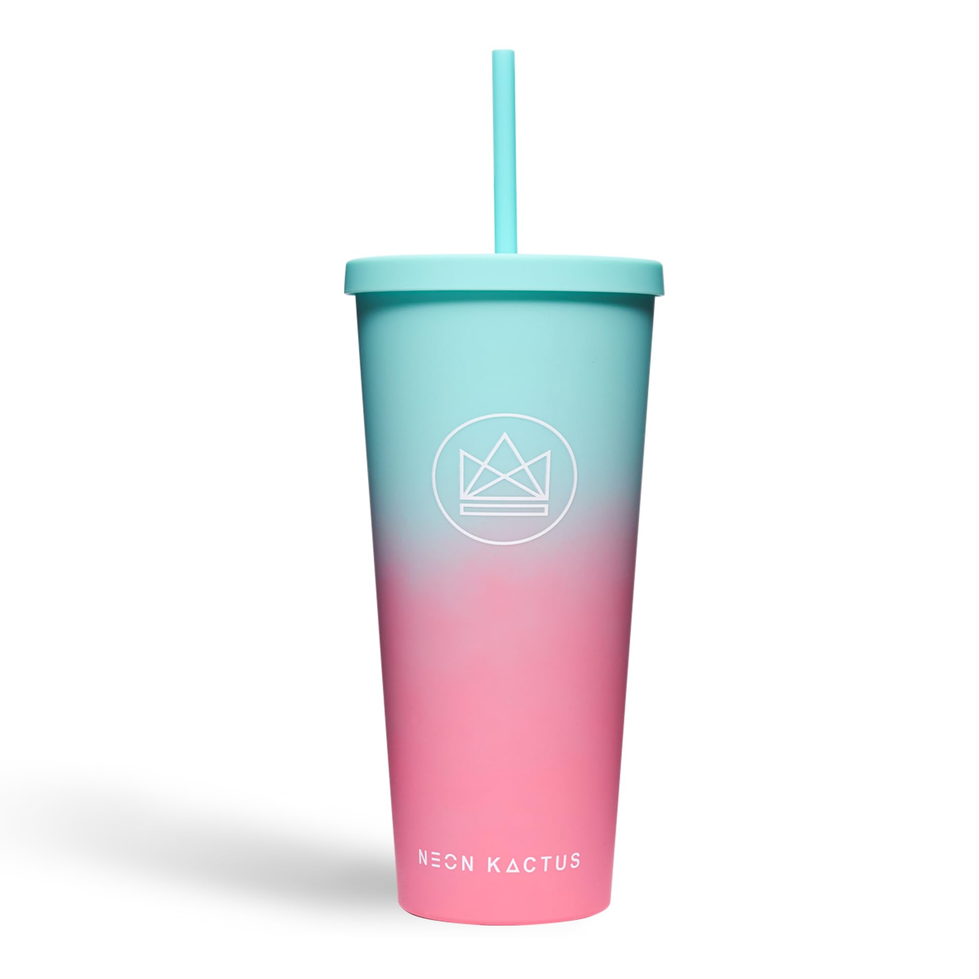 Neon Kactus - Double-Walled Tumbler with Straw, Reusable Tumbler Cup with Silicone Sleeve, Plastic-Free, Leakproof and Recyclable Tumbler, Twist & Shout 22oz