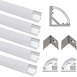 Profilo Alluminio 45 Gradi Per Strisce LED - 5 Pezzi Da 2m Con Copertura Opaca - Foto 5