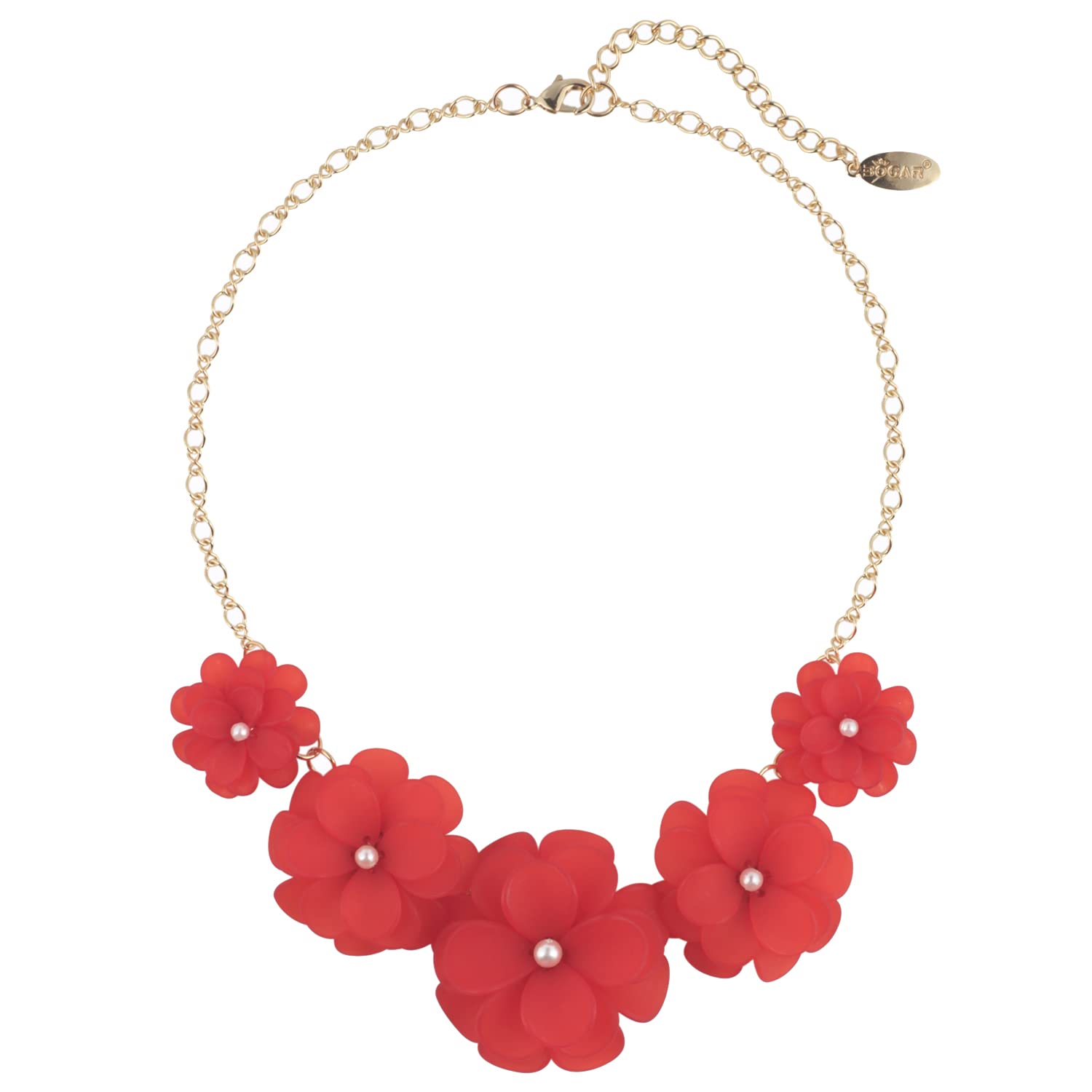 BOCAR Acrylic Pendant Collar Flower Statement Choker Necklace for Women (NK-10241-red)