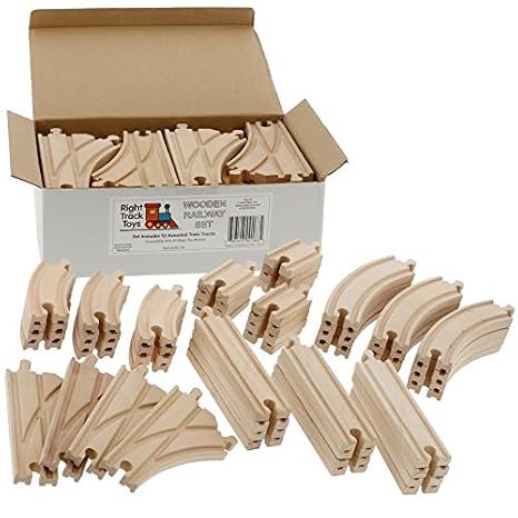 52 Piece Wooden Train Track Set- Works with Thomas