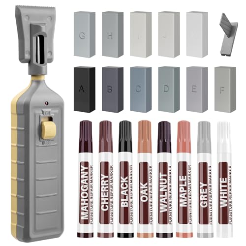 Laminate Vinyl Repair Kit, 11 Colours Hard Wax and 8 Colours Wooden Marker with Melting Tool, Furniture Wood Repair Set for Vinyl Flooring, Linoleum Flooring, Laminate Flooring Stains, Holes, Scratches, Cracks
