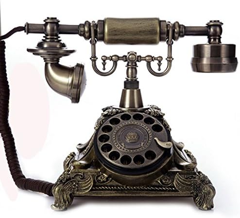 Vintage telephone rotary dial telephone antique European-style copper telephone landline telephone white color , antique
