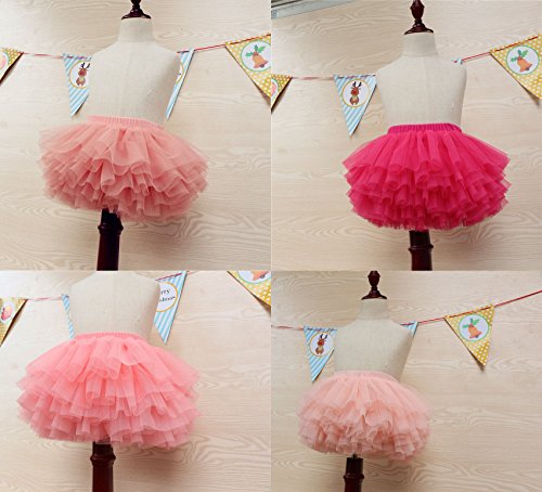 elamccor Baby Girls' Tutu Skirt Toddler 6 Layered Tulle Tutus Lotus Root Pink, 4-5T