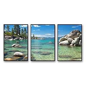 3 Piece Framed Canvas Wall Art for Living Room, Bedroom Lake Tahoe Canvas Prints for Modern Home Decoration Ready to Hang - 16"x24"x3 Panels