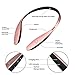 Bluetooth Headphones, Bluenin Stereo Neckband Wireless Headset Retractable Sport Earbuds with Mic for iPhone 7 iPhone 7 Plus (15 Hours Play Time, Noise-Cancelling, Bluetooth 4.1) (Rose Gold)