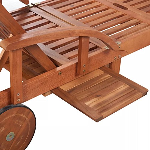 Fesjoy Sun Lounger Adjustable Reclining Wooden Sunlounger Garden Deck Chair Solid Teak Wood Patio Sunbed Beach Chair Pool Sauna Furniture 200 x 68 x 30-83 cm (L x W x H)