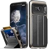 Galaxy S8 Plus Wallet Case, Vena [vCommute][Military Grade Drop Protection] Flip Leather Cover Card Slot Holder with KickStand for Samsung Galaxy S8+ Plus (Gold / Black)