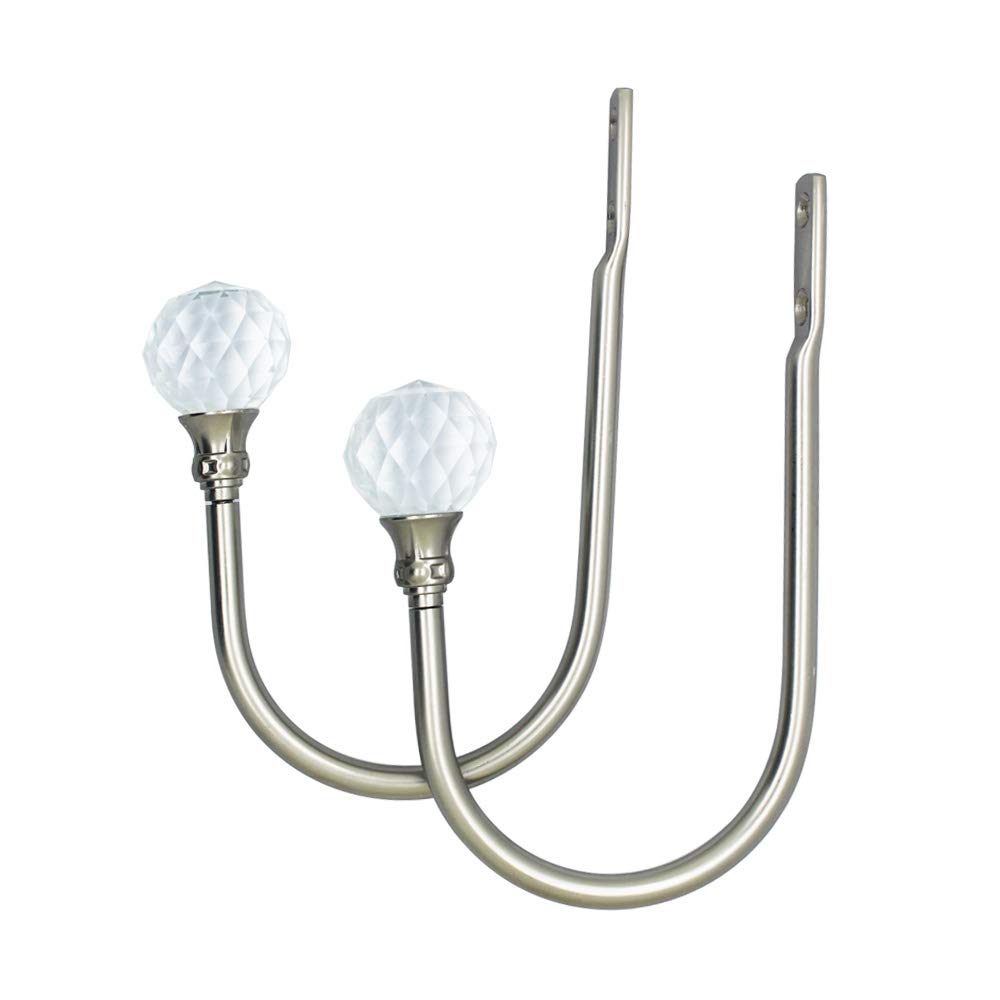 ALEENFOON 2 PCS Solid Steel U-Style Curtain Tiebacks, Silver (71x160mm), Alloy Steel, Silver Finish