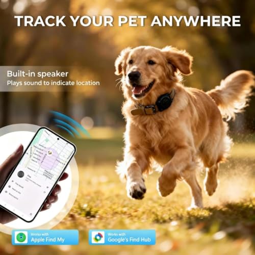 NozlaID GPS Dog Tracker (Android & iOS), Mini Cat Dog Tracker No Monthly Fees, Smart Pet Activity Tracker, Dog Cat Collar Waterproof Holder with Tracking Device (1 Pack)