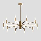 KCO Lighting Mid Century Modern Chandelier Brass Gold Chandelier Light Fixture Vintage Bedroom Chandelier Sputnik Flush Mount