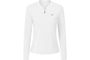 MoFiz Women's Golf Shirt Quick Dry Long Sleeve Sport Polo Shirt Zip Up Athletic Tops