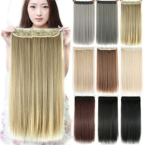 IMISSU Long Natural Thick Hair Straight Clip in on Synthetic Hair Extensions Hairpieces for Women (28 Inch,Dirty Blonde)