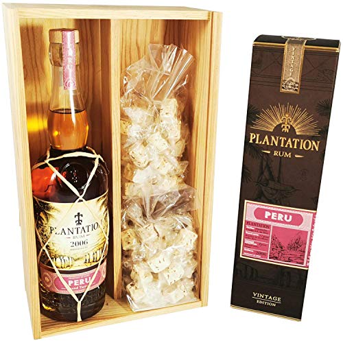 Plantation Rum - Peru 2006 in Box & 2 * 150 Gramm Speculoos Nougadets - Jonquier Deux Frères - In Holzkiste
