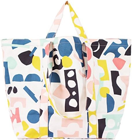 Leah Lerner Women Printed Lightweight Canvas Everyday Market Tote Shoulder bag in multicolor Cut Outs print