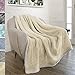 PAVILIA Melange Cream Sherpa Blanket Throw for Couch, Warm Soft Cozy Reversible Blanket Sofa Bed, Thick Plush Large Fleece Car Blanket, Decorative Home Room Decor Gifts Men Women, 50x60 Ivory Beige
