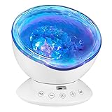 totobay [Newest Generation] Remote Control Ocean Wave Projector 12 LEDs & 7 Color Changing Modes Night Light and Built-in Mini Music Player for Living Room and Bedroom