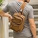OXA Multi-pocket Fashion Vintage Cotton Canvas Sling Backpack Messenger Bag Ipad Bag Shoulder Backpack Crossbody Chest Satchel Travel Bag for Men and Women Brown