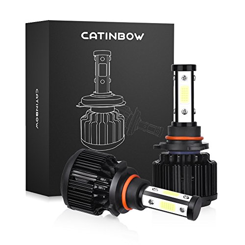 Catinbow LED Headlight Bulbs 9005 (HB3 H10) 4 Side COB Chips LED Headlight Bulbs Conversion Kit Cool White 6000K Automotive Headlamp Bulbs 80W 8000LM