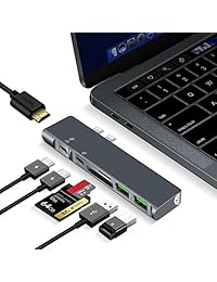 Hulsin USB C Hub Adapter Dongle for MacBook Air 2019 2018, MacBook Pro 2019 2018-2016, Type C Hub, 7-in-1: Thunderbolt 3, 4K HDMI, USB 3.0, TF SD Card Reader