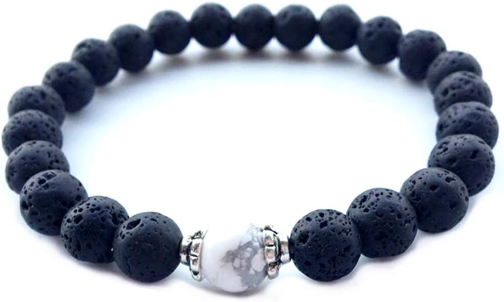KYMLL Lava Rock Beads Couples Bracelets Essential Oil Diffuser Healing Elastic Natural Stone Bracelet