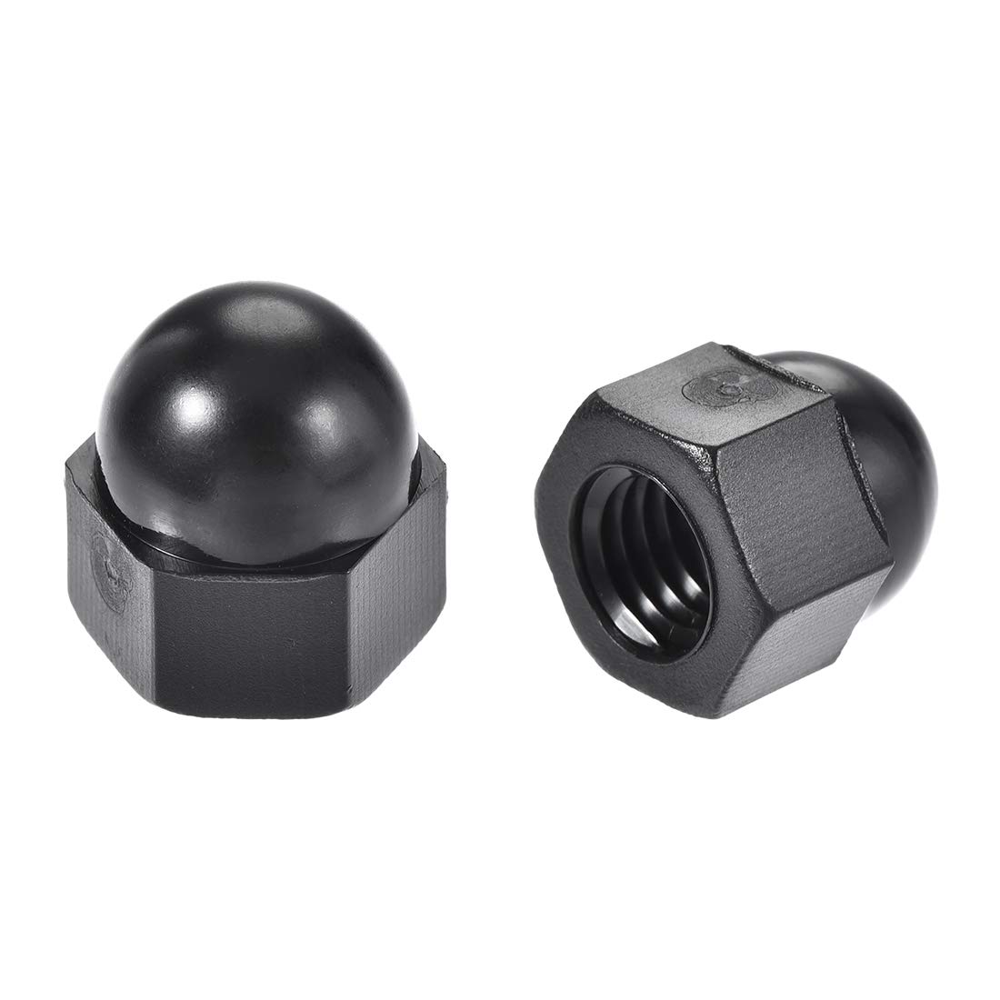 Sourcingmap M8 Diameter Female Thread Nylon Hex Domed Cap Nuts Black 10pcs