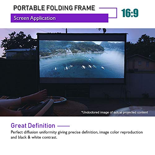 Akia Screens Projector Screen with Stand 145 inch Outdoor Fast Folding Portable 16:9, 8K 4K Ultra HD 3D Indoor Movie Theater Adjustable Height Foldable 145” Projection Screen Bag Included AK-OS145H - Thumbnail 2