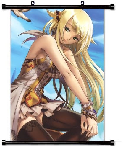 Home Decor Japanese cartoon Art Cosplay Poster with Blonde Elf Anime Wall Scroll Poster Fabric Painting 23.6 X 35.4 Inch (60cm X 90 cm)