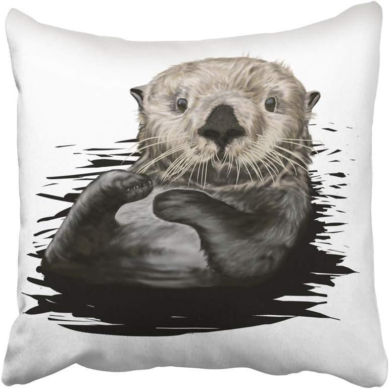 amazon com emvency decorative throw pillow covers cases brown drawing sea otter painting animal aquatic character cheerful cute face 16x16 inches pillowcases case cover cushion two sided home kitchen emvency decorative throw pillow covers cases brown drawing sea otter painting animal aquatic character cheerful cute face 16x16 inches pillowcases