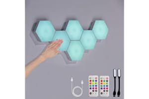 ARCWARES Hexagon Lights with Remote, Smart DIY Hexagon Wall Lights, Dual Control Hexagonal LED Light Wall Panels with USB-Power, Geometry Hex Lights Touch Used in Game Room Decor, Party