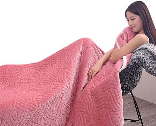 Flannel air Conditioning Blankets Polyester Double Quilt Outdoor Travel Summer Fashion Shawls (120X200CM, Pink)
