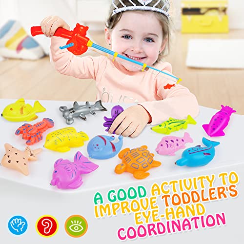 Bath Toys, Fishing Game with 4 Fishing Poles 2 Nets and 30