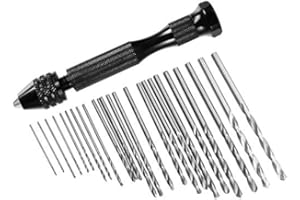 Pin Vise Hand Drill Bits Set (25PCS), DIY Precision Micro Mini Twist Drill Bit Set (0.6-3mm) with Pin Vise Rotary Tools for R