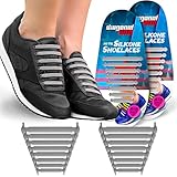 No Tie Shoelaces for Kids & Adults. THE Elastic Silicone Shoe Laces to Replace your Shoe Strings. 16 Slip On Tieless Flat Silicon Sneakers Laces