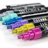 Liquid Chalk Paint Markers | 8-Pack Set | Shimmering Metallic Blackboard Markers | For Kid Crafts, Window Car Paint, Wedding Signs, Labels, and Chalkboard Use