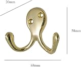 2 Pack Hiatt Brass Double Coat Hooks Door Wall Robe Dress Garment Hangers view 3