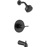 Delta Faucet Modern 14 Series Matte Black Shower Faucet, Tub and Shower Trim Kit with Single-Spray Touch-Clean Black Shower Head, Matte Black T14459-BL-PP (Valve Not Included)