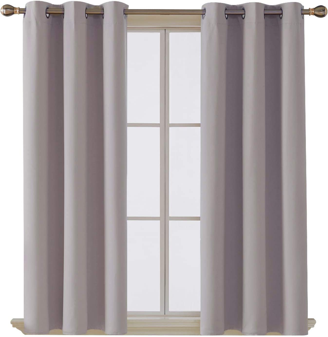 AR Ware Silver Blackout Curtains - 2 Panels Drapes Eyelet Thermal Curtains for Living Room and Bedroom - Energy Saving - Soundproof lightweight curtains (66 x 54 inches)