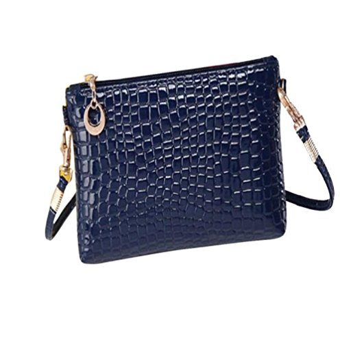 Bolayu Sexy Women Crocodile PU Leather Messenger Crossbody Clutch Shoulder Handbag Wallet (B)