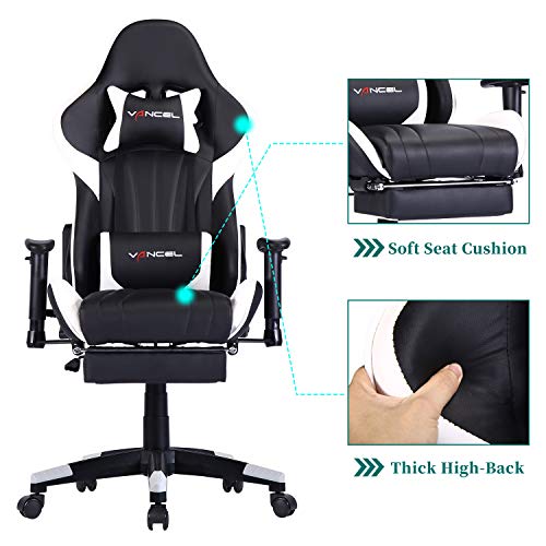 Sedia-Gaming-Ufficio-Computer-Sedie-da-Girevole-Ergonomica-Poltrona-di-inclinazione-Cuscino-Lombare-in-Pelle-PU-Bianco-2