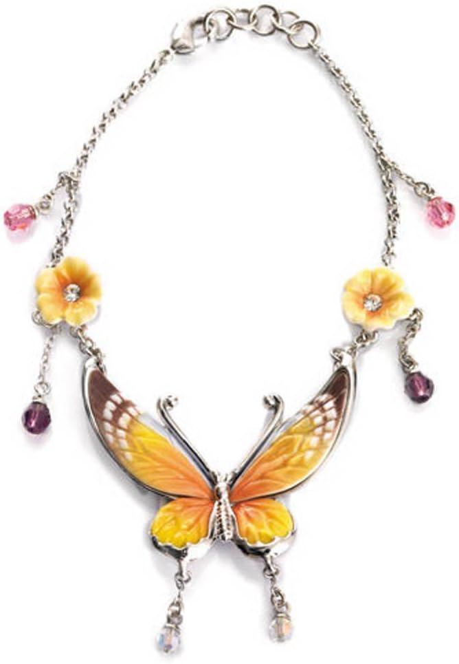 Franz Fashion AccessoriesButterfly Rhodium Plated Brass & Sculptured Porcelain Bracelet