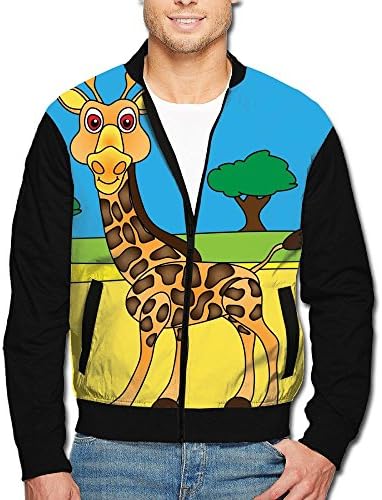 LOWELO Mens Fashionable Cartoon Giraffe 3d Design Raglan Jacket 2017 Color Block Hooded Jacket Sports Jacket Color-block Zip Up Hoodie Sweatshirts Jacket Gifts For 80s Christmas