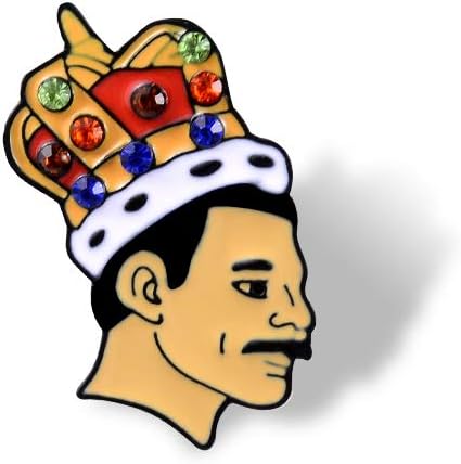 VU100 Freddie Mercury Crown Enamel Brooch Pin for Women Men Boys Girls, Queen Singer Badge Bohemian Rhapsody Fans Cool Christmas Brooch Gift