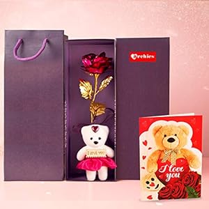 archies Artificial Gold Plated Rose with Soft Ribbon and Quality Box Packing for Mothers Day, Fathers Day, Daughters Day…