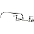 BWE Wall Mount Kitchen Faucets,8" Center Kitchen Sink Faucet with10 Inch Swivel Spout,Two Handle Laundry Sink Faucet,Commercial Sink Faucet Mixer Tap,Brushed Nickel