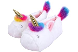 ELCSSUY Unicorn Slippers for Girls Toddler Slippers Kids House Slippers Slip on Comfortable Soft Home Slippers