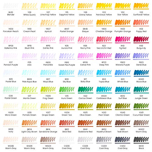 Arteza Art Alcohol Markers, Set of 72 Colors, EverBlend Dual Tip