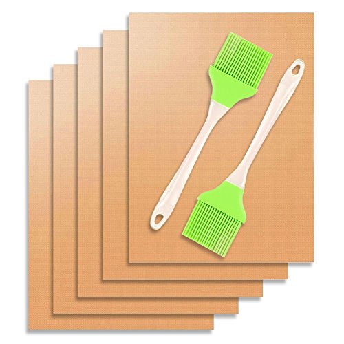 WILDJUE Grill Mat [5 piece+2 brush] set of 16